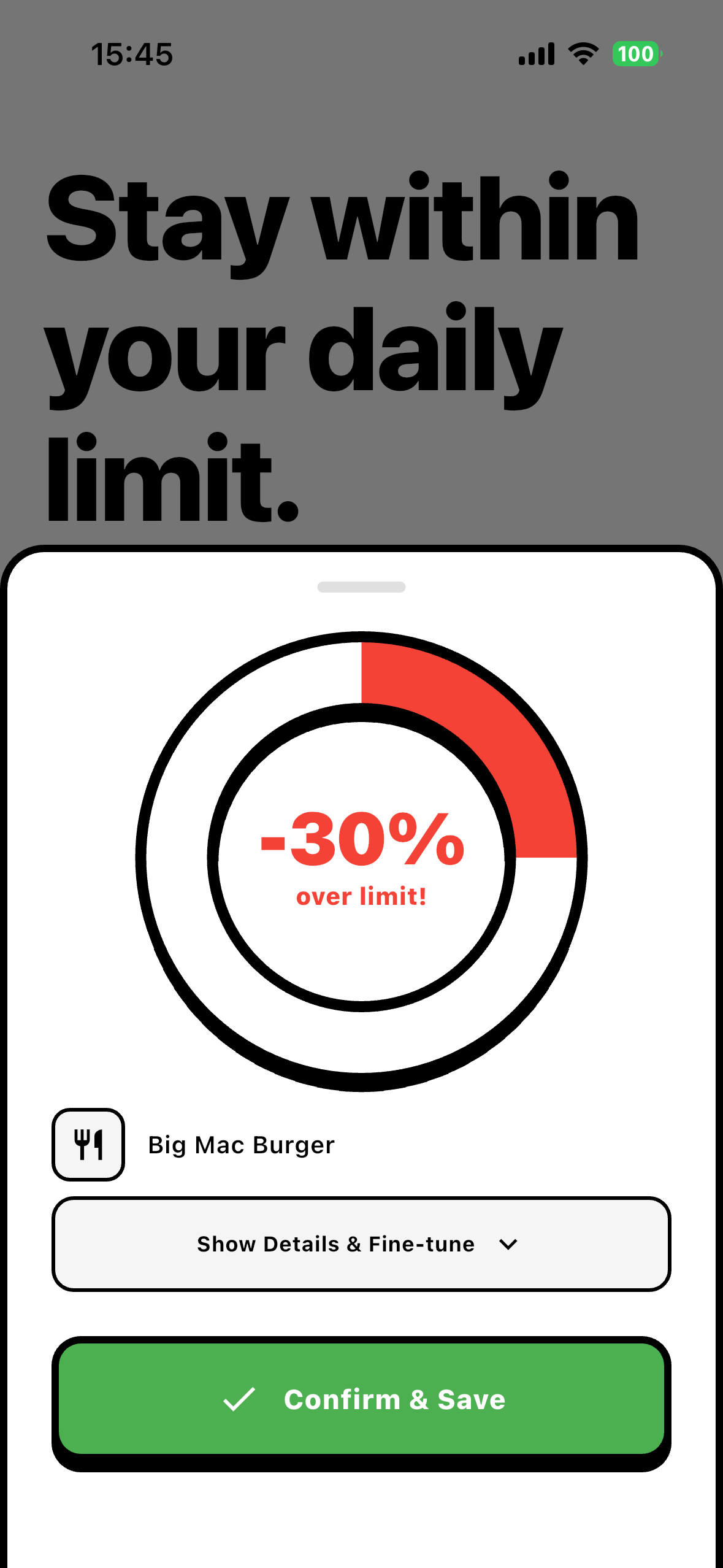 Fogyo App - Over Budget Warning